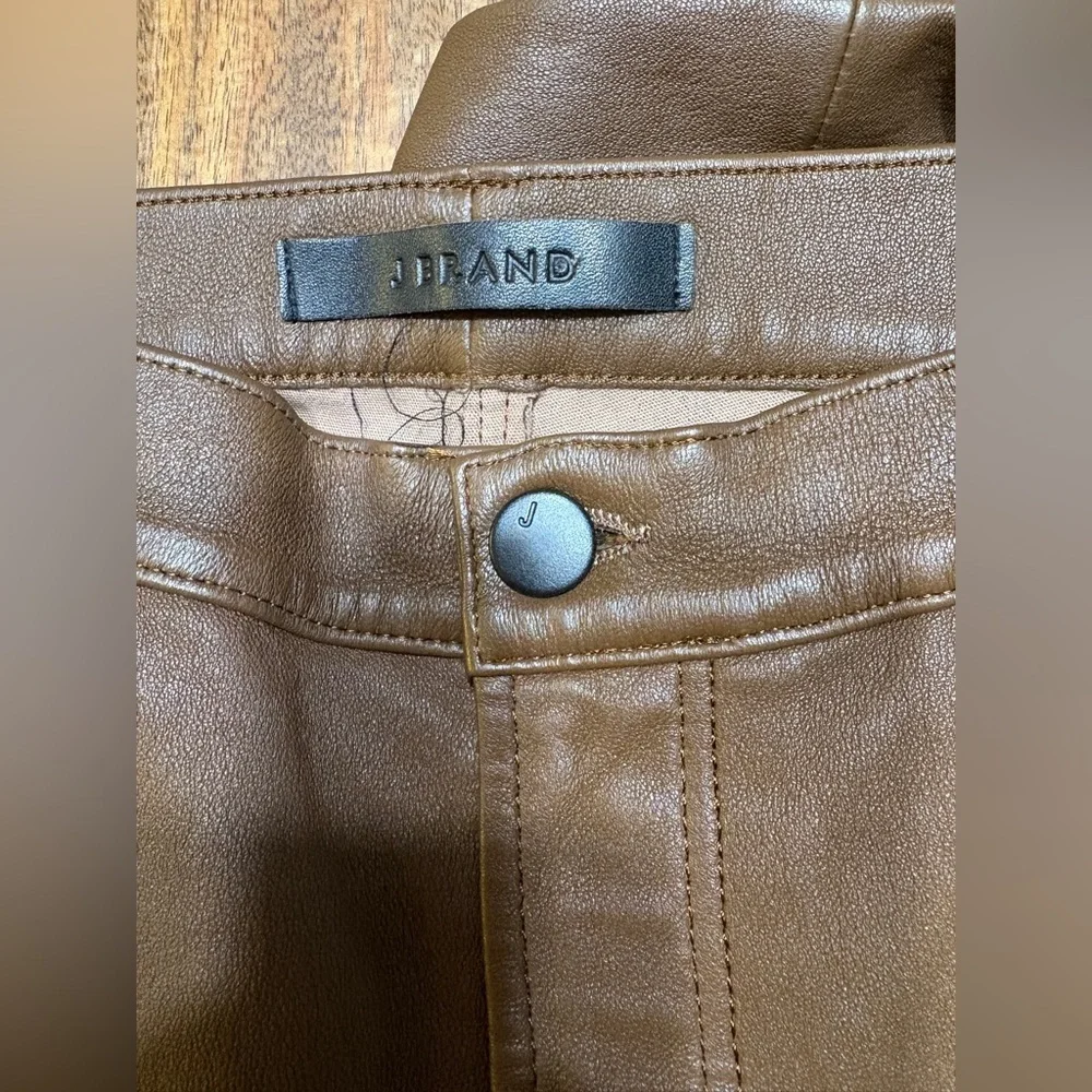 J Brand Brown Lambskin Leather Maria High Rise Womens 29 - Picture 4 of 10